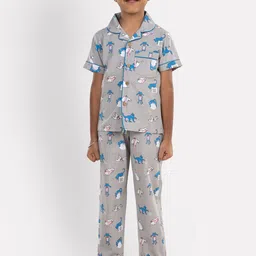 Growing Tree Kids Conversational Printed Pure Cotton Night Suit image 5