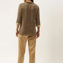 Bannos Swagger Geometric Printed Satin Night Suit image 4