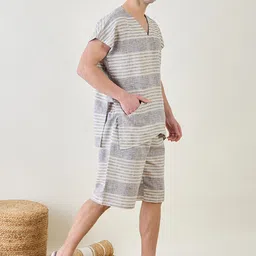 The Kaftan Company Men Striped Night suit image 3