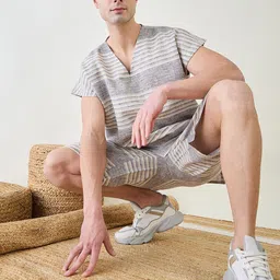 The Kaftan Company Men Striped Night suit image 5