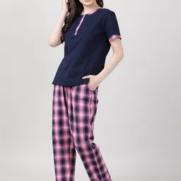 mackly Checked Pure Cotton Night Suit image 3