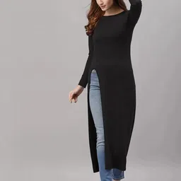 metronaut Casual Regular Sleeves Solid Women Black Top-picture-11