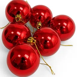 smizzy Xmas Tree Decorative Hanging Ornaments | Shiny Christmas Ball Set Balls Pack of 6 image 1