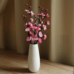 Artificial Flowers Fake Blossom Bouquet Stick Flower Without vase Pot (3 Pieces) Pink Apple Blossom Artificial Flower-image-52