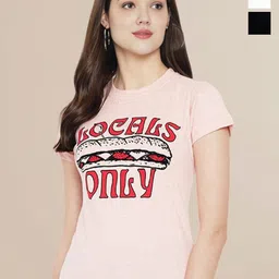 Metronaut Women Pack Of 3 Typography Printed Round Neck Cotton Donald Duck T-shirts-image-28