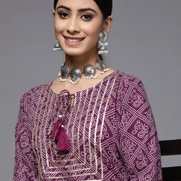 Varanga Women Ethnic Motifs Printed Gotta Patti Indie Prints Kurta-image-85