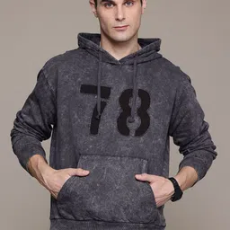 roadster Men Full Sleeve Self Design Hooded Sweatshirt image 1