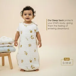 baby moo Floral Print 6 Layer Snap Button Muslin Sleeping Bag / Wearable Blanket Sleeping Bag image 3