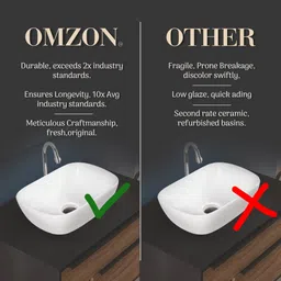 omzon Ceramic Black&Gold Table Top Wash Basin (10x14x5 Inch) 2607-DOVEL Table Top Basin image 4