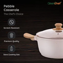 greenchef Pebble Aluminium Die Cast with glass lid 22CM Cook and Serve Casserole image 5