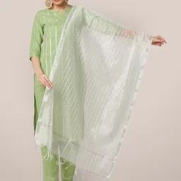 Dupatta Bazaar Striped Silk Blend Dupatta-picture-42
