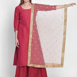 Dupatta Bazaar Ethnic Motifs Embroidered Net Dupatta with Gotta Patti-picture-28