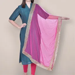 Dupatta Bazaar Ethnic Motifs Embroidered Net Dupatta with Beads and Stones-picture-20