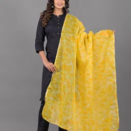 Apratim Floral Printed Gotta Patti Dupatta-image-11