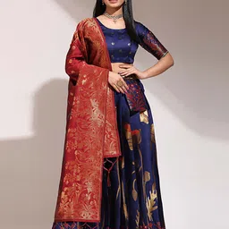 Fabcartz Woven Design Art Silk Semi-Stitched Lehenga & Unstitched Blouse With Dupatta-picture-19