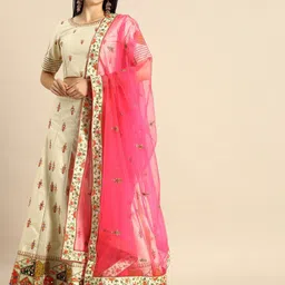KALINI Embroidered Thread Work Semi-Stitched Lehenga & Blouse With Dupatta-picture-10