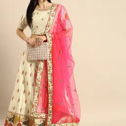 HRITIKA Embroidered Mirror Work Semi-Stitched Lehenga & Blouse With Dupatta-picture-38