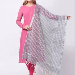 Dupatta Bazaar Checked Tasselled Dupatta-picture-5