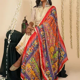 TEEJH Ethnic Motifs Printed Dupatta With Mirror Work-picture-20