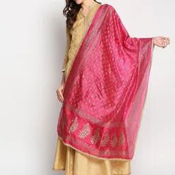 Dupatta Bazaar Fuchsia Ethnic Motifs Printed Khari Print Dupatta-picture-38