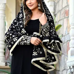 GRISHU COLLECTION Round Neck Georgette Anarkali Kurta With Trousers & Dupatta image 5