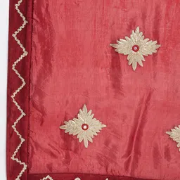 Clora Creation Maroon & Gold-Toned Embroidered Dupatta with Gotta Patti image 4
