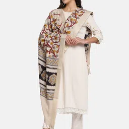 THE WEAVE TRAVELLER Ethnic Motifs Printed Kalamkari Dupatta image 5