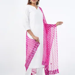 HELLA FASHIONS Leheriya Printed Mirror Work Chiffon Dupatta image 2