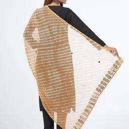 HELLA FASHIONS Leheriya Printed Mirror Work Chiffon Dupatta image 2