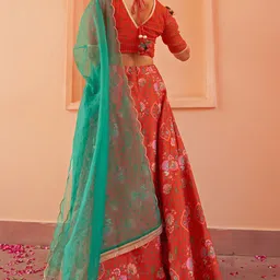 Janasya Floral Printed Ready to Wear Lehenga & Blouse With Dupatta image 3