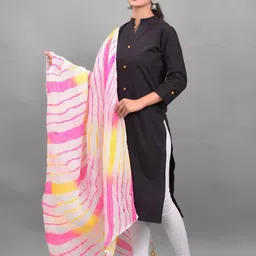 Apratim White & Pink Striped Leheriya Dupatta image 4