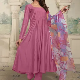 Inddus Square Neck Anarkali Kurta With Trousers & Dupatta image 5
