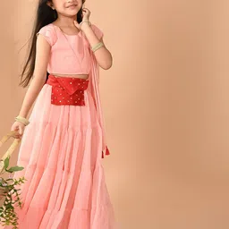 LilPicks Girls Tiered Lehenga & Blouse With Dupatta-picture-41