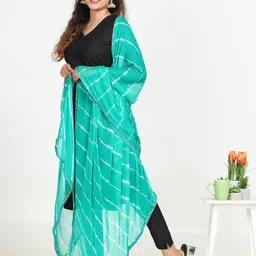 HELLA FASHIONS Leheriya Printed Chiffon Dupatta With Gotta Patti details image 5