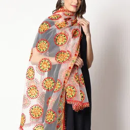 WEAVERS VILLA Floral Embroidered Dupatta with Thread Work image 5