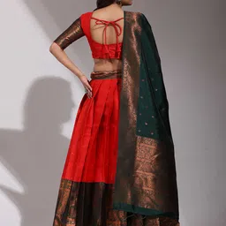 Fabcartz Ethnic Motifs Woven Design Semi-Stitched Lehenga & Unstitched Blouse With Dupatta image 4