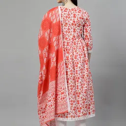 SkyaSia Women Floral Printed Regular Pure Cotton Kurta with Trousers & With Dupatta image 5
