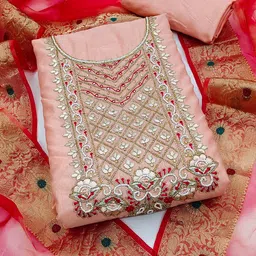 SHADOW & SAINING Beads & Stones Detailed Unstitched Dress Material-picture-39