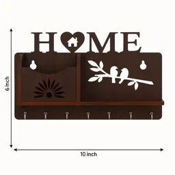 divinecrafted Wall Mounted Wooden Key Hanger | Decorative Key Holder & Organizer for Home Wood Key Holder image 2