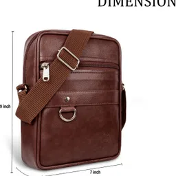 zipcraze Brown Men Sling Bag PU Synthetic Leather Men's Sling Bag Cross Body Travel Office Business messenger image 3