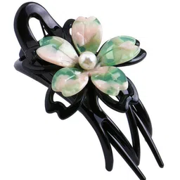 MIZORRI Women Green & Black Embellished French Barrette-image-1