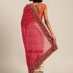 KALINI Bandhani Printed Embroidered Half and Half Bandhani Saree image 3