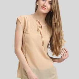 Moda Elementi Tie-Up Neck Georgette Top image 1