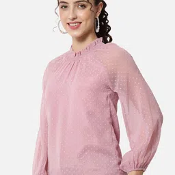 ALL WAYS YOU Self Design High Neck Raglan Sleeves Top image 3