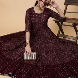 kimayra Women Printed Viscose Rayon Flared Kurta image 4