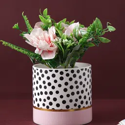 TAYHAA Black & White Polka Dots Printed Ceramic Planter-picture-20