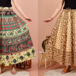 bajrangi fashionn Women Printed Flared Multicolor Skirt-picture-21