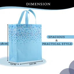 homestic Non-Woven Top Leaf Shopping Bags for Grocery|Pack of 15|Large|Sky Blue Pack of 15 Grocery Bags image 3