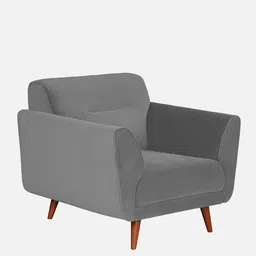 casacraft from pepperfry Mofasa Velvet 1 Seater Sofa in Grey Colour image 3