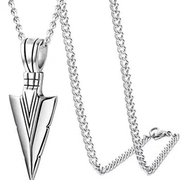teeragaj High Polished Silver & Black Arrow Pendant for Men and Boys Stylish Party Wear Alloy image 2